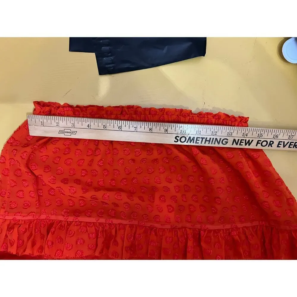 Tory Burch Silk Blend Tiered Ruffle Skirt Orange Size M NWT